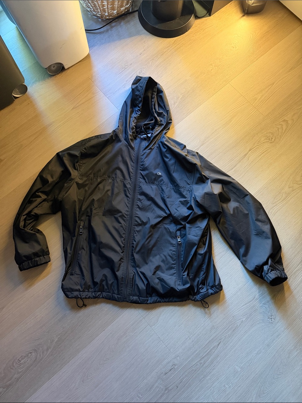 Calvin Klein Men's Black Hooded Rain Jacket